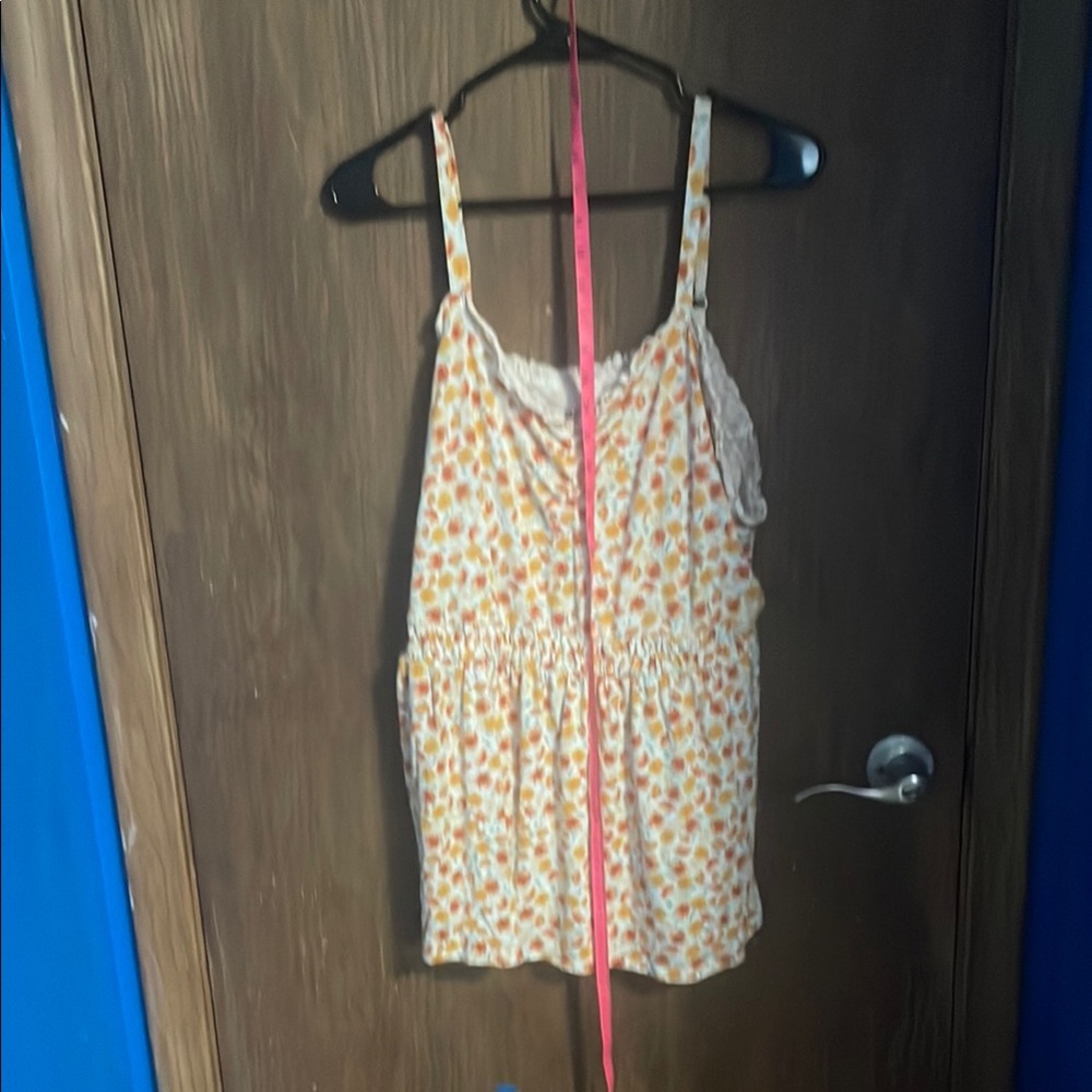 Torrid Orange and White Smocked Tie Front Camisole